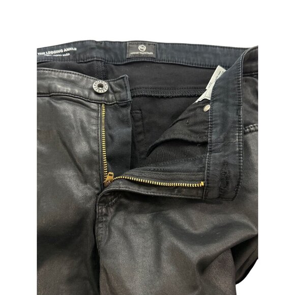 AG Adriano Goldschmied The Legging Ankle Super Skinny Jean Black Coated Size 32R - Picture 6 of 8